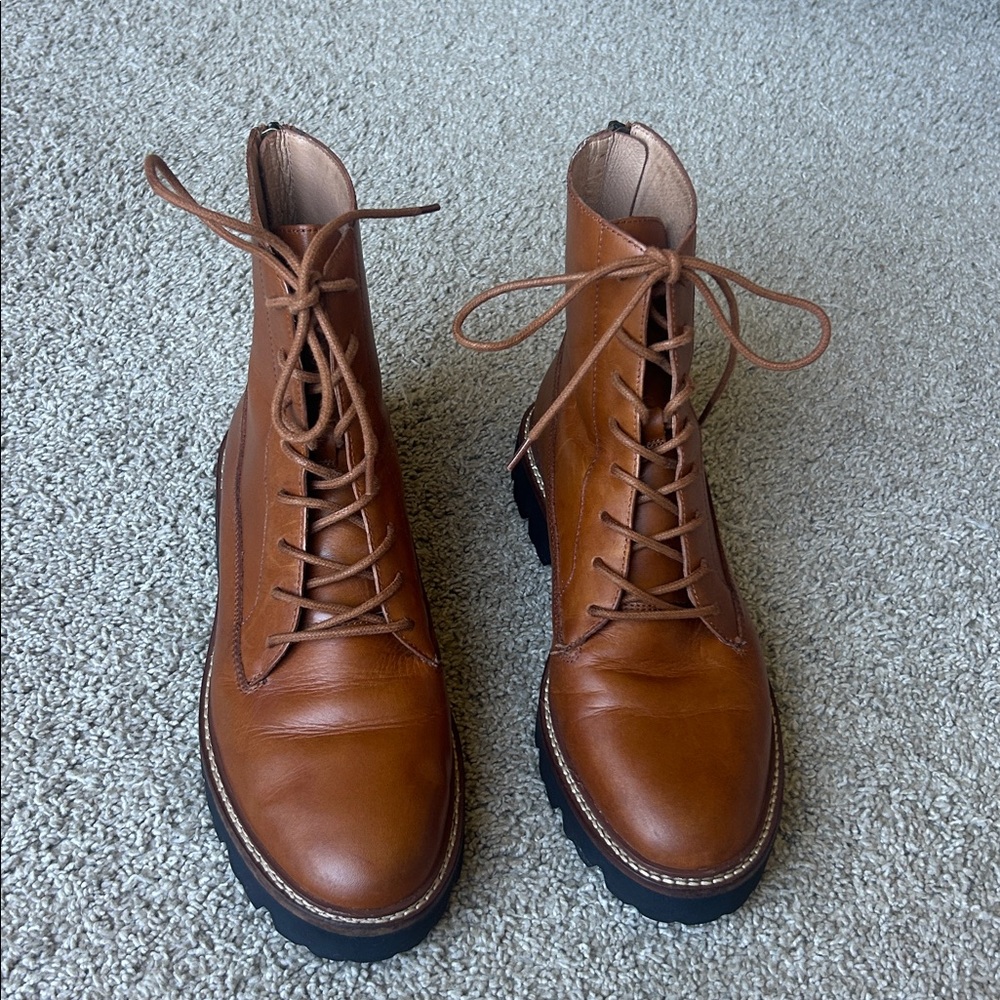 Madewell The Citywalk Lugsole Lace-Up Boot, English Saddle‎ sz 9